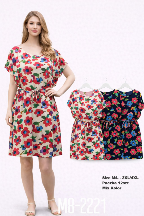 Sukienki damskie Roz M-4XL, Mix Kolor .Paczka 12 szt 1